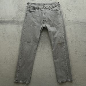 Levi's 501 Jeans Mens Fits 34x31 (Size 34x32) Gray Straight Stretch Denim